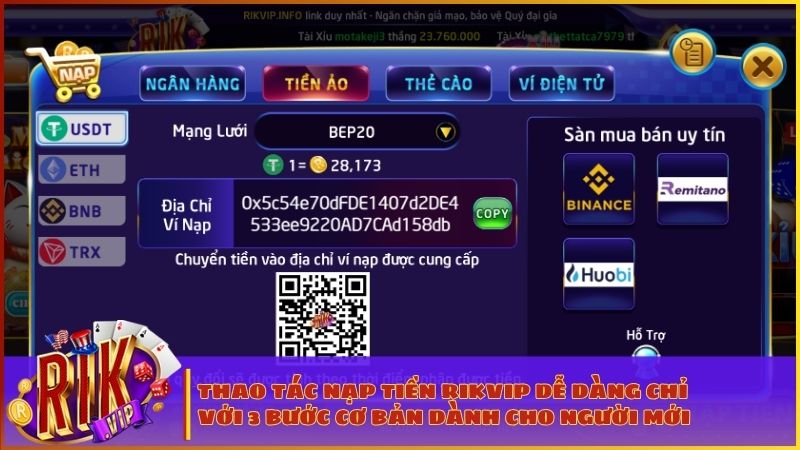 Hướng Dẫn Nạp Tiền RIKVIP Nhanh Chóng Và An Toàn Nhất 2026 2 Chỉ cần đăng nhập, chọn kênh thanh toán và xác nhận thông tin là tiền sẽ vào tài khoản game ngay lập tức
